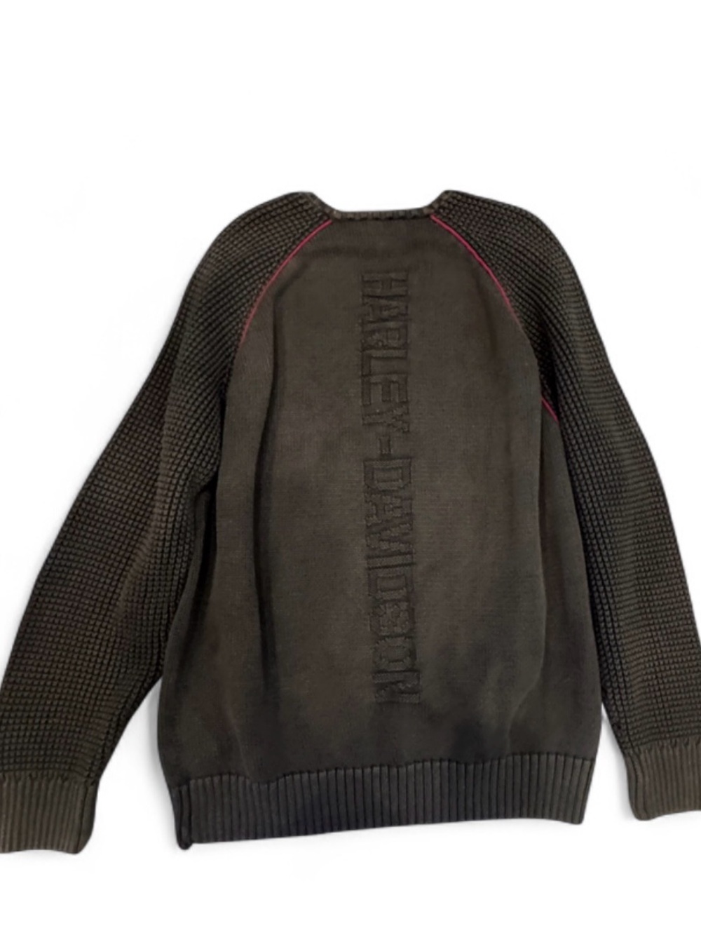 Harley-Davidson Black Crewneck Sweater with Red Accent Stitching 100% cotton
